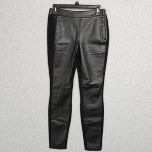 White House Black Market Faux Leather Black Skinny Pants Womens Size 2R